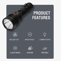 Lampe torche LED haute puissance 1000 lumens à charge rapide, portée 500 m, étanche IPX6, avec clip métallique