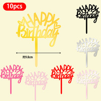 Bestseller 10 Stück Acryl Cake Topper 'Happy Birthday' Kuchendekoration Geburtstagstorten-Dekorationszubehör