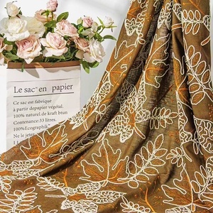 Tissu de luxe en lin et coton brodé de perles et de paillettes bicolores marron <span class=keywords><strong>moutarde</strong></span>, résistant, pour robes, gowns et jupes - Product Image 4