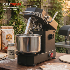 เครื่องผสมแป้งแบบหัวเอียง DELICREATE DLC-5HDM PRO 5 ลิตร พร้อมโถถอดได้ มอเตอร์ดีซี สเตนเลส 304 สำหรับทำแป้งพิซซ่าและขนมปัง เหมาะสำหรับร้านพิซซ่า - Product Image 1