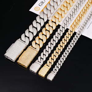 Luxury Hip Hop GRA Certified Gold Plated 925 Silver <b>Iced</b> <b>Out</b> Vvs Mosssnite Cuban <b>Chain</b> & Link Bracelets for Men Jewelry Fashion - Product Image 2