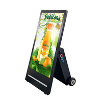 Écran publicitaire mobile étanche de 43 pouces alimenté par batterie avec affichage tactile 4K, signalisation numérique