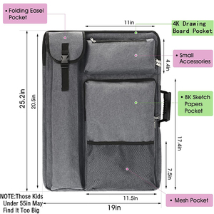 Ba lô vải màu xám cho nghệ sĩ danh mục đầu tư nghệ thuật mang theo trường hợp Vòng Loại chất kết dính - Product Image 2