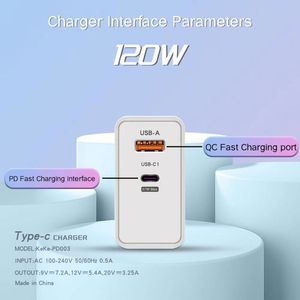 อะแดปเตอร์ชาร์จไฟแบบเร็วพิเศษ 120W QC3.0 USB พร้อมสายชาร์จ USB C 6A สำหรับโทรศัพท์มือถือ - Product Image 2