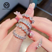 Bague Tendance en Argent Sterling 925 Empilable avec Zircone Cubique 5A, Ensemble de Bagues de Mariage et Fiançailles en Diamant Complet, Bijoux Fins pour Femme