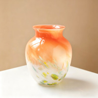 Märchenhafte Farbverlauf-Glasvase, Breitbauchige Kunstvase, Elegante Heimdekoration Blumenornament
