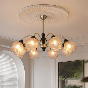 Lustre en bois multi-têtes de style chinois traditionnel, source de lumière LED, base d'ampoule E27, pour la maison, le salon, la chambre à coucher, éclairage de plafond - Product Image 2