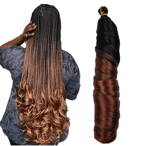 Factory Price 24-Inch <strong>French</strong> <strong>Curl</strong> Synthetic Hair Extensions For Women Pink Spiral Braiding Hair Weft Single Weft - Product Image 1