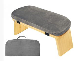 Portable Folding Yoga and <strong>Meditation</strong> Bench Small Bamboo Kneeling <strong>Stool</strong> with Extra Thick Comfortable Cushion - Product Image 5