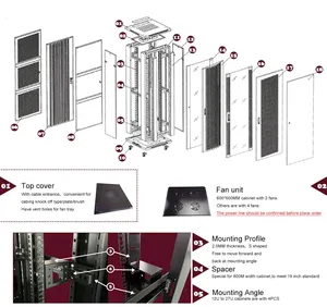 Factory manufacturer customized 19 inch network cabinet 42u server rack electronic data enclosure