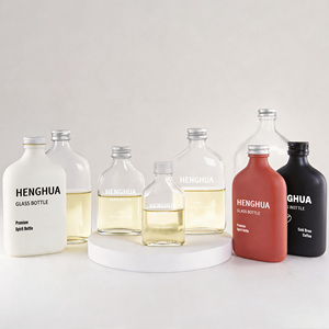 Bouteilles en verre plates et rondes personnalisées de 50 ml, 100 ml, 200 ml, 250 ml, 350 ml, 500 ml, transparentes, noires, blanches, rouges, pour <span class=keywords><strong>café</strong></span>, whisky, <span class=keywords><strong>liqueur</strong></span> - Product Image 6