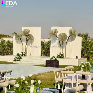 LEDA Outdoor Modern Wedding Events Decor White Metal <b>Backdrop</b> <b>Stand</b> Square Large Fabric Background Arch - Product Image 2