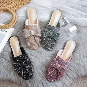 Sandali Donna Femme Loafer Bow Upper Slides Mules Style Sandalias planas para mujer para damas 2024 - Product Image 1