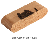 Porte-cartes de visite en bois naturel gravé avec fermeture à bouton, support de présentation de cartes de visite sur pied pour bureau, idéal pour l'école