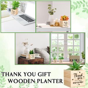 Pots de plantes succulentes en bois Appréciation Planteur Cubes Pot Cadeaux - Product Image 5