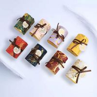 Boîtes à chocolats personnalisées imprimées, petites boîtes de luxe pour invitations de fête, emballages de dragées, cadeaux de mariage, boîtes à bonbons avec ruban