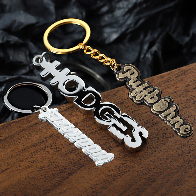 Custom Silver Plating Color Metal Key Chains 3D Metal Double Sided Letter Keychain Alphabet Letters Initial Key Chain