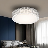 Lustre de plafond solaire LED en cristal moderne IP65 pour salle de bain avec télécommande, lumière du jour 6000K, CRI 90 élevé