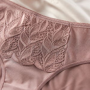 Braguitas de encaje Morandi Dusty Rose para mujer, de talle medio-alto con encaje en forma de V, transpirables con refuerzo de algodón de malla, elegantes. - Product Image 4