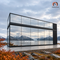 Maison préfabriquée en verre, bâtiment modulaire pour complexe hôtelier et projet de glamping touristique, resort de luxe en verre préfabriqué