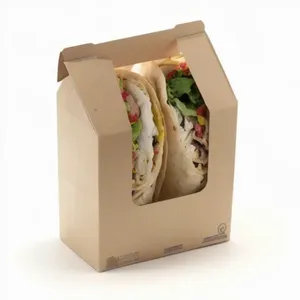 Boîtes jetables pour wraps <span class=keywords><strong>de</strong></span> <span class=keywords><strong>poulet</strong></span>, emballages à emporter pour sandwichs et burritos avec fenêtre - Product Image 1