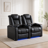 Canapé inclinable électrique moderne en cuir véritable à deux places, zéro gravité, extensible, pour salles de cinéma, appartements et salons
