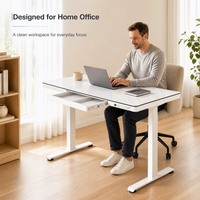 Bureau électrique moderne en métal avec tiroir rotatif, hauteur réglable pour poste de travail assis-debout à domicile ou au bureau