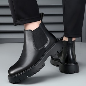 Botas de Invierno Talla Grande 38-48, Botas de Tobillo <span class=keywords><strong>Chelsea</strong></span> de Cuero Vacuno de Calidad, Zapatos de Vestir Clásicos y Elegantes para Hombre - Product Image 4