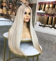 Wig Rambut Asli Remy 100% 613 Blonde Straight HD Lace Front Tanpa Lem Pre Plucked