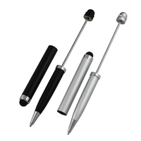 Stylo tactile en métal robuste pour la création de gadgets DIY et d'objets artisanaux, avec fente pour perles décoratives en forme de goutte d'eau, logo personnalisable, écriture fluide, promotionnel