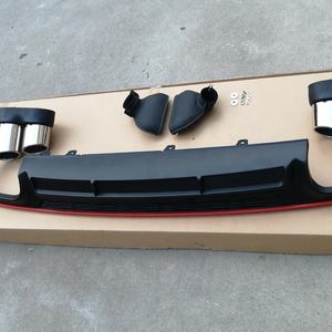 Difusor de parachoques trasero para coche, difusor de tubo de escape S6 con tira roja, color negro grueso, reajuste para <span class=keywords><strong>Audi</strong></span> <span class=keywords><strong>A6</strong></span> 2019 <span class=keywords><strong>2020</strong></span> 2021 2022 - Product Image 4