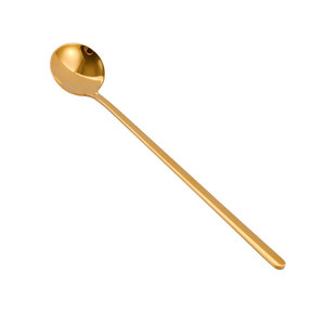 Petite cuillère ronde en acier inoxydable avec long manche, cuillère à dessert et à gâteau, pour café et assaisonnements - Product Image 3