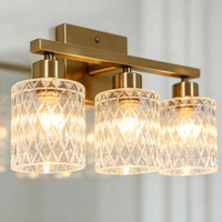 Luminaire de salle de bain moderne en fer avec abat-jour en verre, éclairage économe en énergie, luminaires en verre texturé