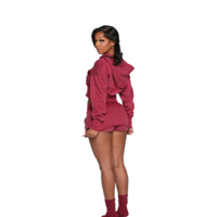 KY Ensemble 2 pièces pour femmes Automne Sweat à capuche zippé court et Mini jupe avec poches Design Tenue décontractée