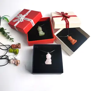 High Quality Healing Stones Gem Necklace Natural Stone Crystal Carving Baby Buddha Necklace Pendant