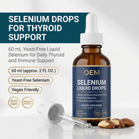 Gouttes de sélénium 60 ml pour le soutien de la thyroïde et du système immunitaire, complément liquide, marque privée OEM, compatible végétalien