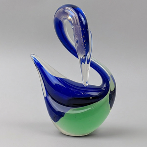 Pequeño Mundo de Cristal, Figura de Cisne de Cristal Hecha a Mano, Color Azul Verde, Decoración Art Deco Contemporánea, Adorno Animal para Mesa, Aniversario - Product Image 1