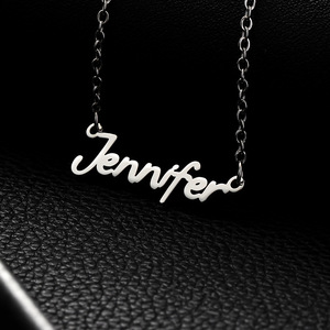 Haomi Europe Stati Uniti Custom moda collane pendente in acciaio inox taglio in tinta unita lettere oro argento nome inglese - Product Image 2