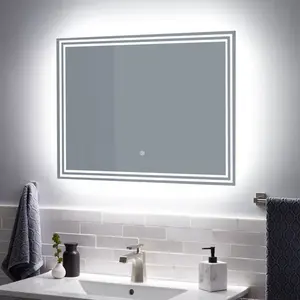 ENE Moderner Antibeschlag-Smart-Spiegel mit Temperatur anzeige und Berührungs sensorsc halter-LED-beleuchteter Badezimmers piegel