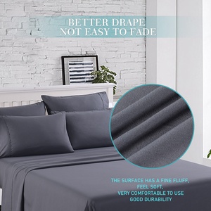 Bộ ga trải giường 4 món chất liệu microfiber màu xám nhạt, bán chạy nhất của nhà sản xuất, giá rẻ - Product Image 5