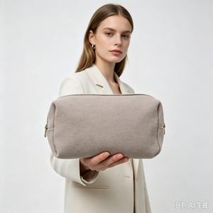 Merino Wool Heather Gray Knitted Cosmetic Bag Zipper <b>Makeup</b> Pouch Toiletry <b>Case</b> Travel Organizer - Product Image 2