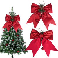 Ruban de Noël brillant en forme de papillon en acorn rose doré, prêt à l'emploi, pour la décoration de l'arbre de Noël