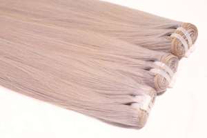 มัดผมดิบสีบลอนด์แพลตตินัม (#60) ผ่านกระบวนการทางเคมีแบบตรงที่มีคุณภาพระดับพรีเมียมไม่หลุดออก - Product Image 2