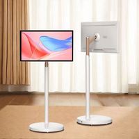 Pantalla Táctil Interactiva Inteligente HD LED Móvil de 23.8 Pulgadas Stand Next Me, Televisor Portátil Blanco HDTV Android 10 de Larga Duración