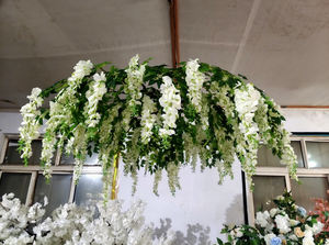 Ghirlanda di fiori artificiali E10 per matrimoni, glicine, ciliegio, decorazione floreale da parete, fiori artificiali pendenti per soffitto e tetto - Product Image 5