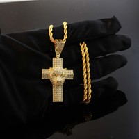 Collier Pendentif Tête de Léopard Sertie de Zircons, en Laiton Doré et Argenté, Chaîne Cordon, Bijoux Hip Hop pour Hommes et Femmes, Idéal Cadeau