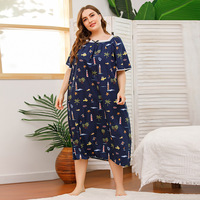 Pyjama d'intérieur pour femmes grande taille, printemps-été, manches courtes, dentelle, imprimé, élastique