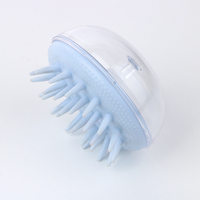 Brosse à shampooing ronde pour le cuir chevelu avec des dents en TPR douces, masseur professionnel du cuir chevelu avec coque transparente en PS