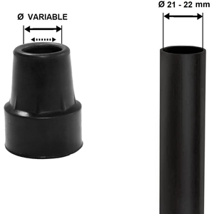 Puntali Antiscivolo per Bastoni da Trekking 22 mm, 21 mm e 20 mm (x4 pz), Gommini Neri KMINA K10039 - Product Image 5