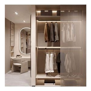 Muebles de dormitorio Gabinete de habitación Diseño moderno Puerta de vidrio Armario doble de madera Walk in Closet - Product Image 3